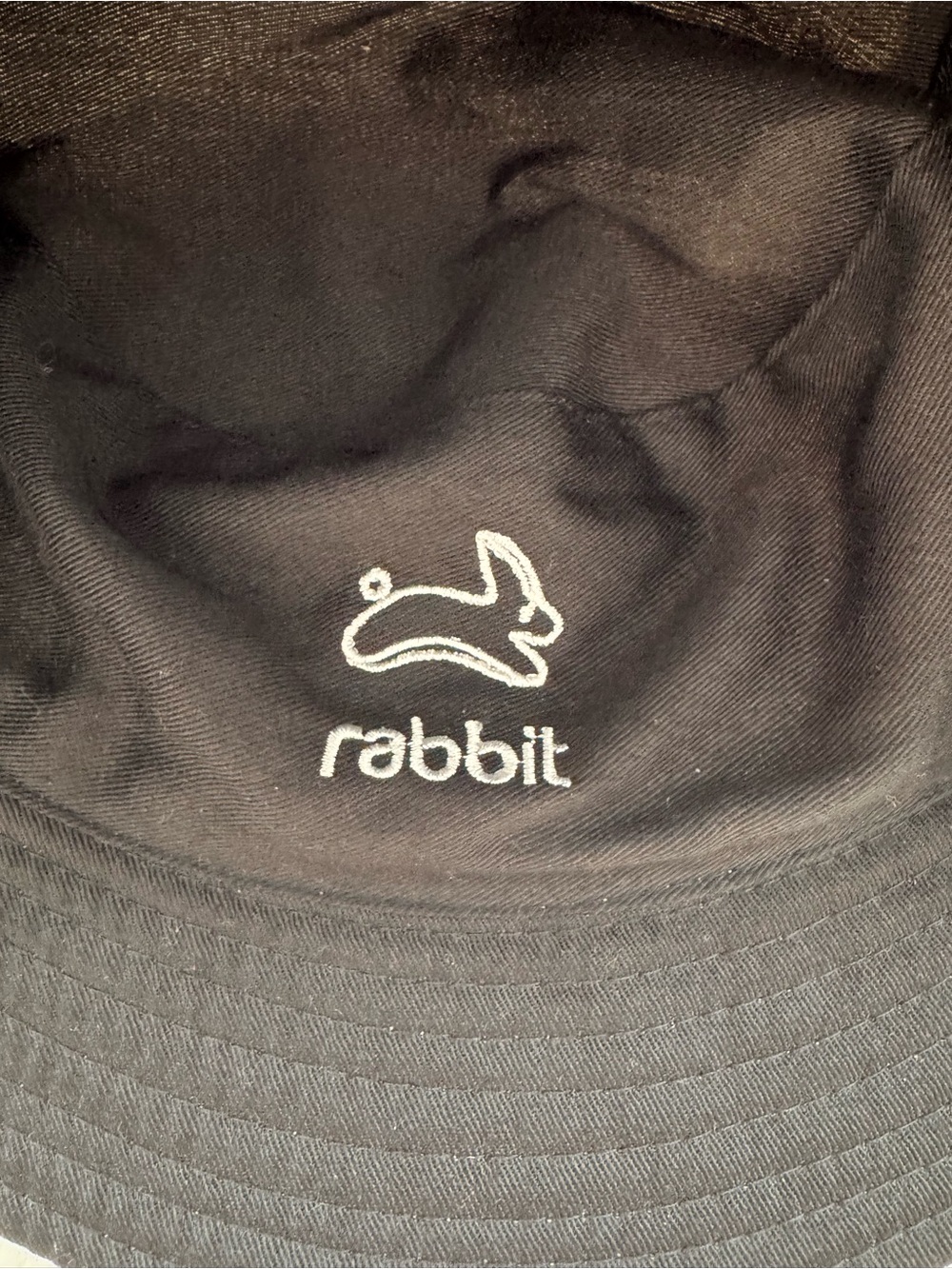 Rabbit Reversible Bucket Hat Black Cream Bunny Logo Unisex Cotton Hat - Picture 2 of 6